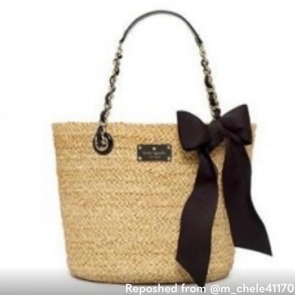 Kate Spade Reiley Raffia White Large Dome Satchel